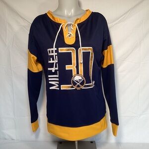 Pro Edge NHL Buffalo Sabres Women’s #30 Ryan Miller Jersey blue gold size small